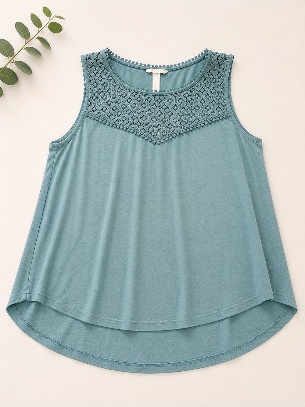 H&M Sleeveless Crochet Yoke Tank - Teal